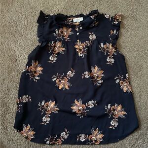 Loft Navy Floral Blouse